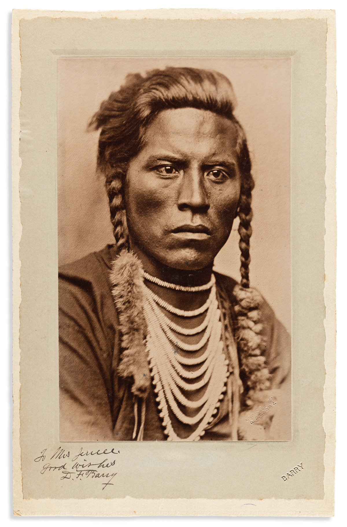 (AMERICAN INDIANS--PHOTOGRAPHS.) David F. Barry. Photograph of Curley.